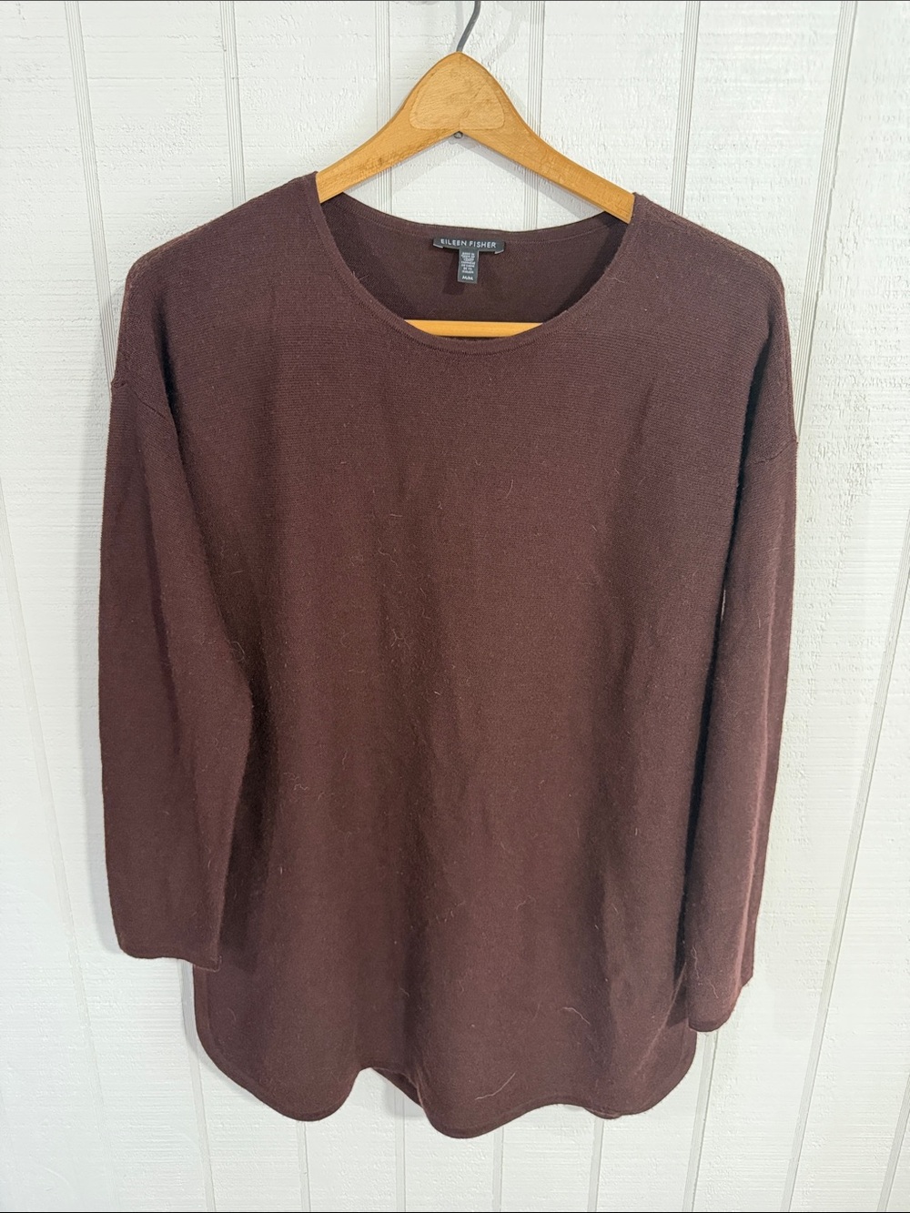 Eileen Fisher Women’s Lightweight Burgundy 100% Merino Wool Sweater